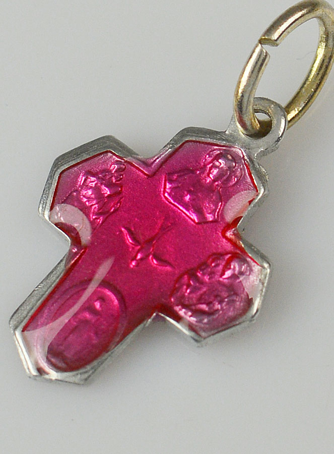 Pendentif Croix des Saints 15mm - Rose Fushia (pic 4)