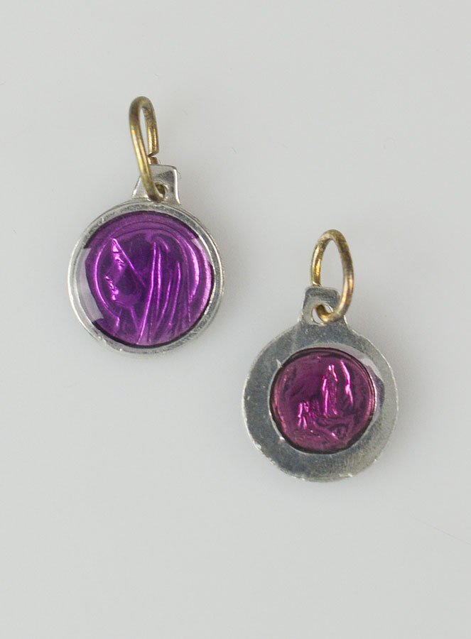 Médaille Vierge Marie 11mm - Violet (pic 1)