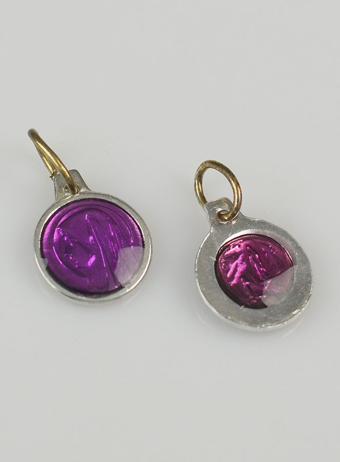 Médaille Vierge Marie 11mm - Violet (pic 3)