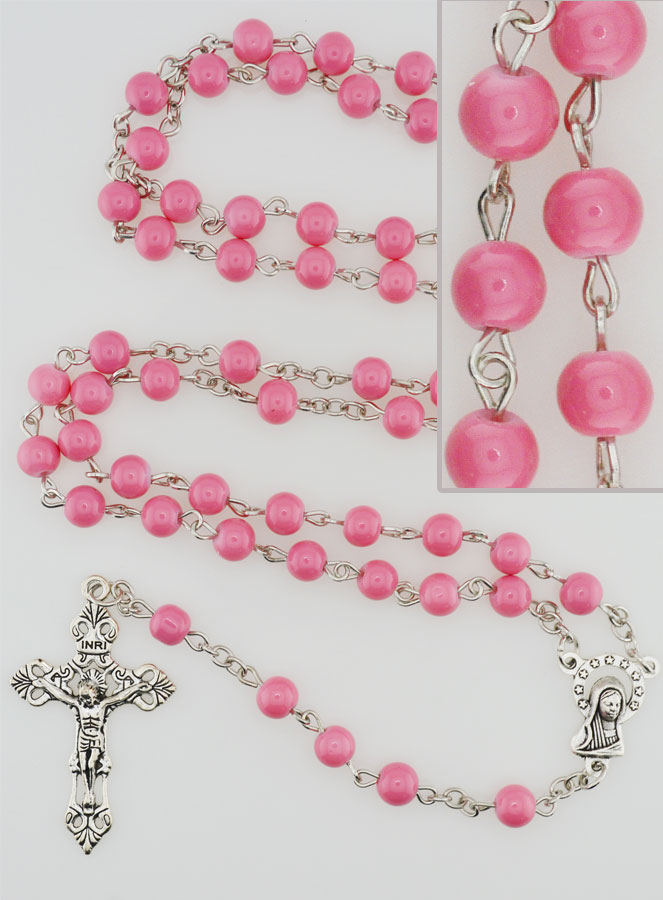 Chapelet en Perles de Verres Rose (pic 1)
