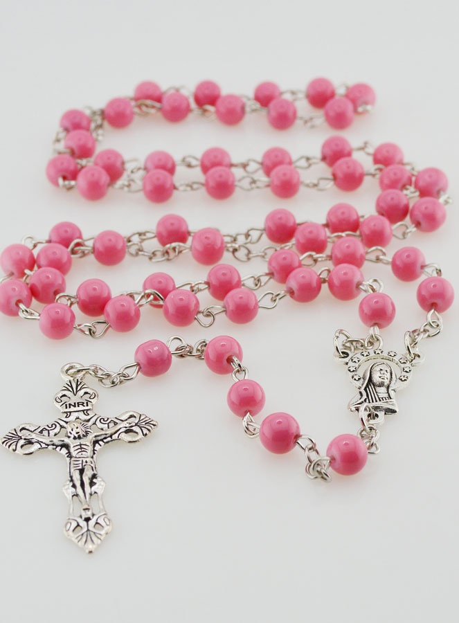 Chapelet en Perles de Verres Rose (pic 2)