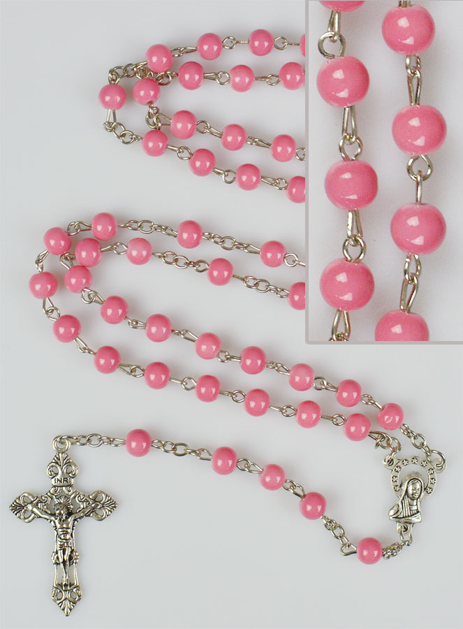 Chapelet Fashion Femme Perles de Verre Roses (pic 1)