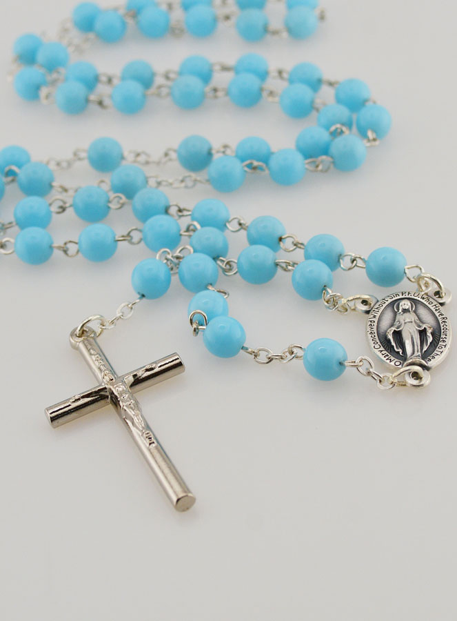 Chapelet en Perles de Verres - Bleues (pic 2)