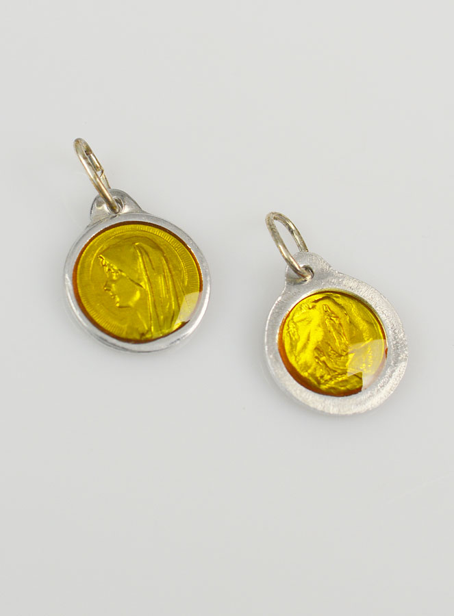 Médaille Vierge Marie 11mm - Couleur Jaune (pic 3)