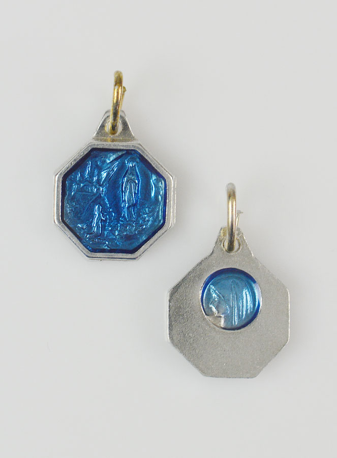 Médaille Notre Dame de Lourdes 11mm - Bleue (pic 1)