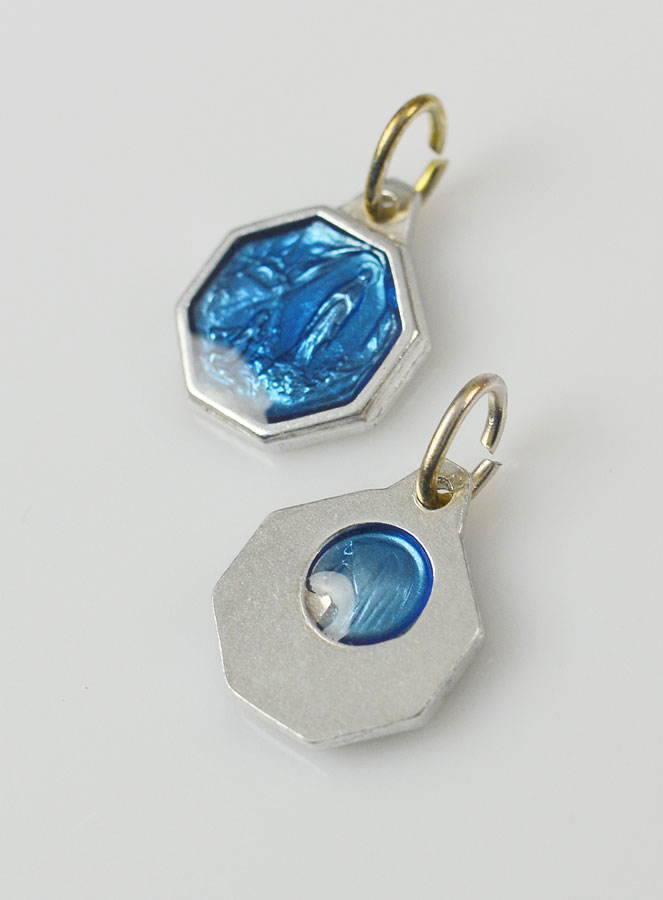 Médaille Notre Dame de Lourdes 11mm - Bleue (pic 2)