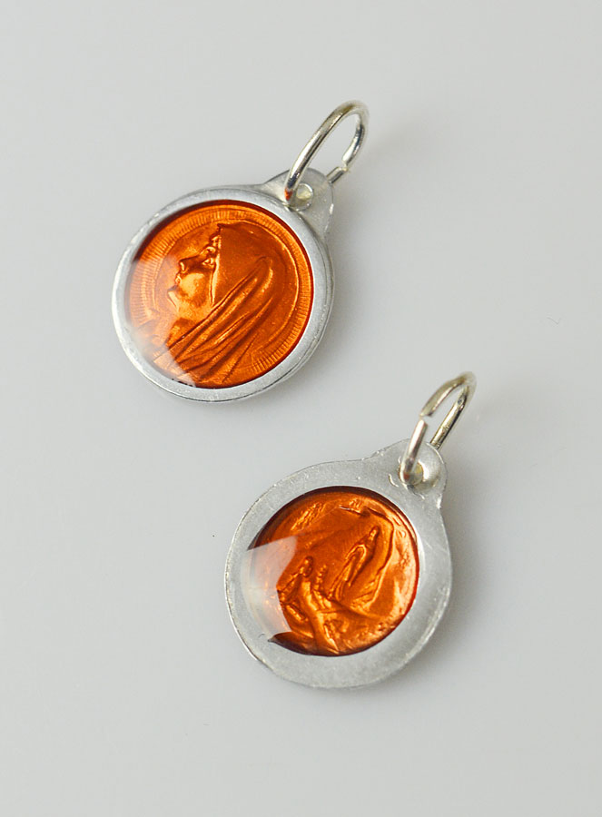 Médaille Vierge Marie 11mm - Couleur Orange (pic 2)