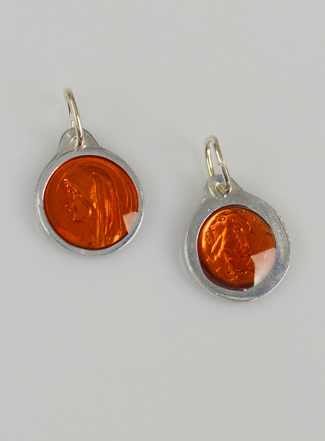 Médaille Vierge Marie 11mm - Couleur Orange (pic 3)