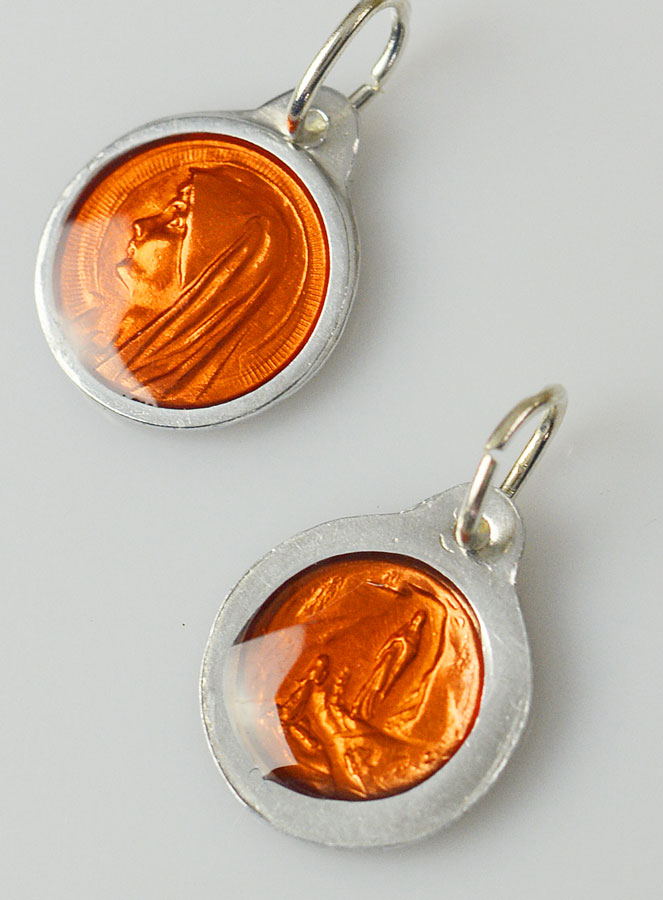 Médaille Vierge Marie 11mm - Couleur Orange (pic 4)
