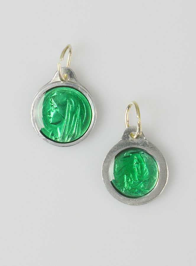 Médaille Vierge Marie 11mm - Couleur Vert (pic 1)