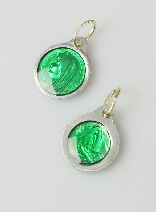 Médaille Vierge Marie 11mm - Couleur Vert (pic 2)