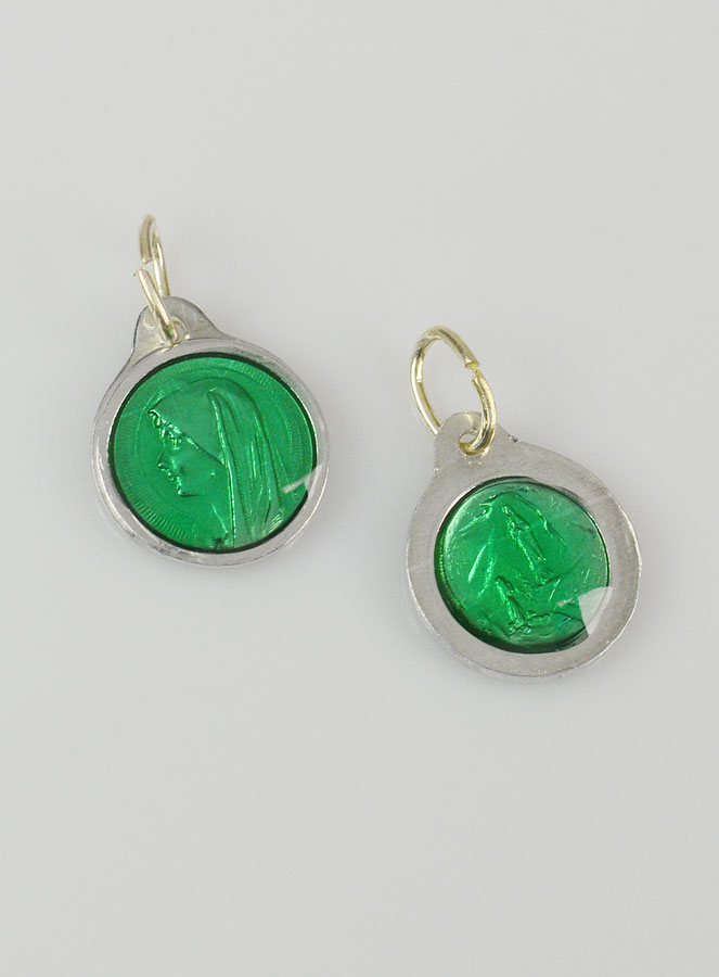 Médaille Vierge Marie 11mm - Couleur Vert (pic 3)
