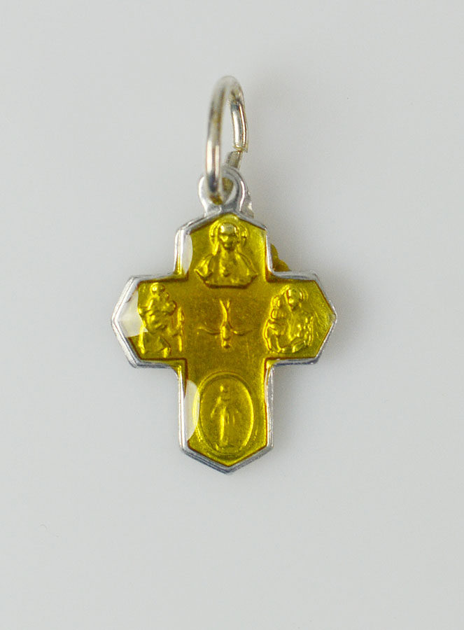 Pendentif Croix des Saints 15mm - Jaune (pic 1)