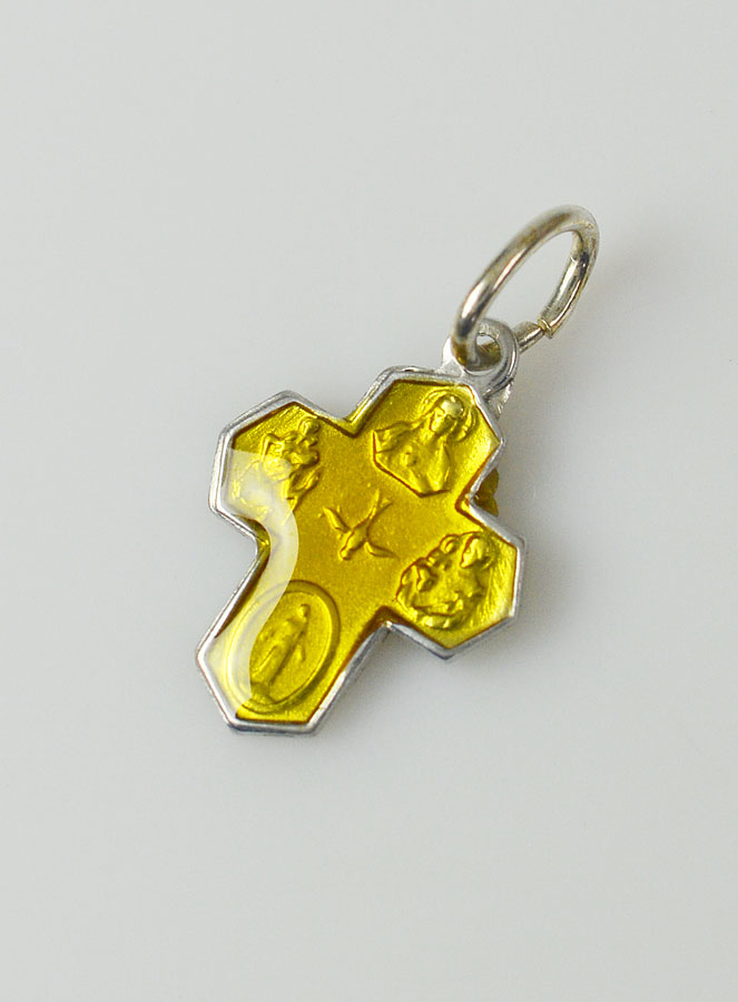 Pendentif Croix des Saints 15mm - Jaune (pic 2)