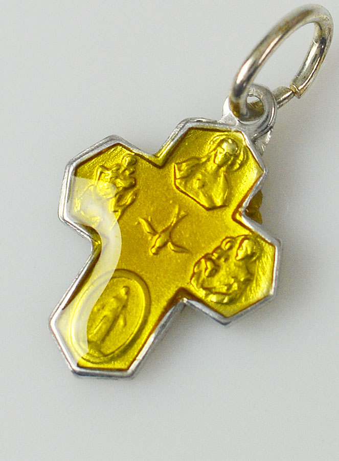 Pendentif Croix des Saints 15mm - Jaune (pic 4)