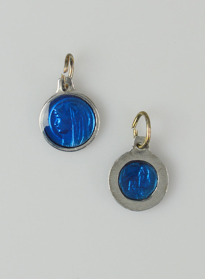 Médaille Vierge Marie 10mm - Bleu Roi (pic 1)