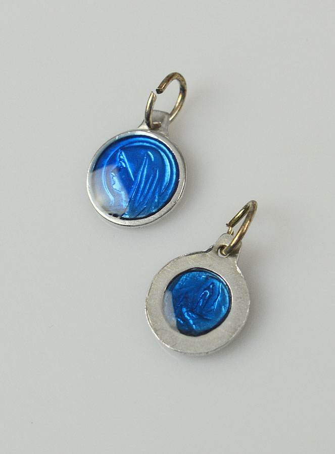 Médaille Vierge Marie 10mm - Bleu Roi (pic 2)