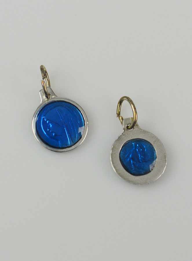Médaille Vierge Marie 10mm - Bleu Roi (pic 3)