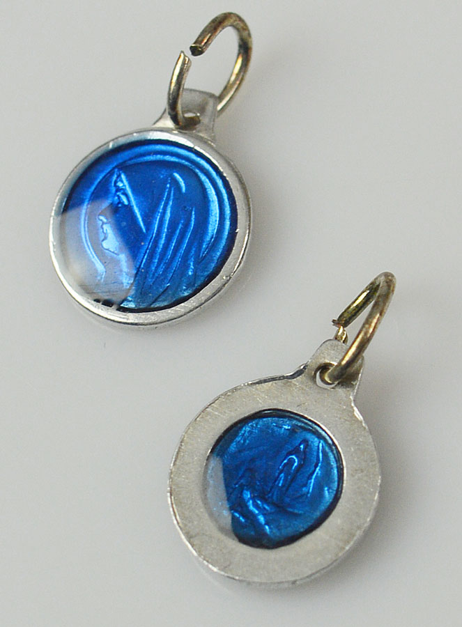 Médaille Vierge Marie 10mm - Bleu Roi (pic 4)