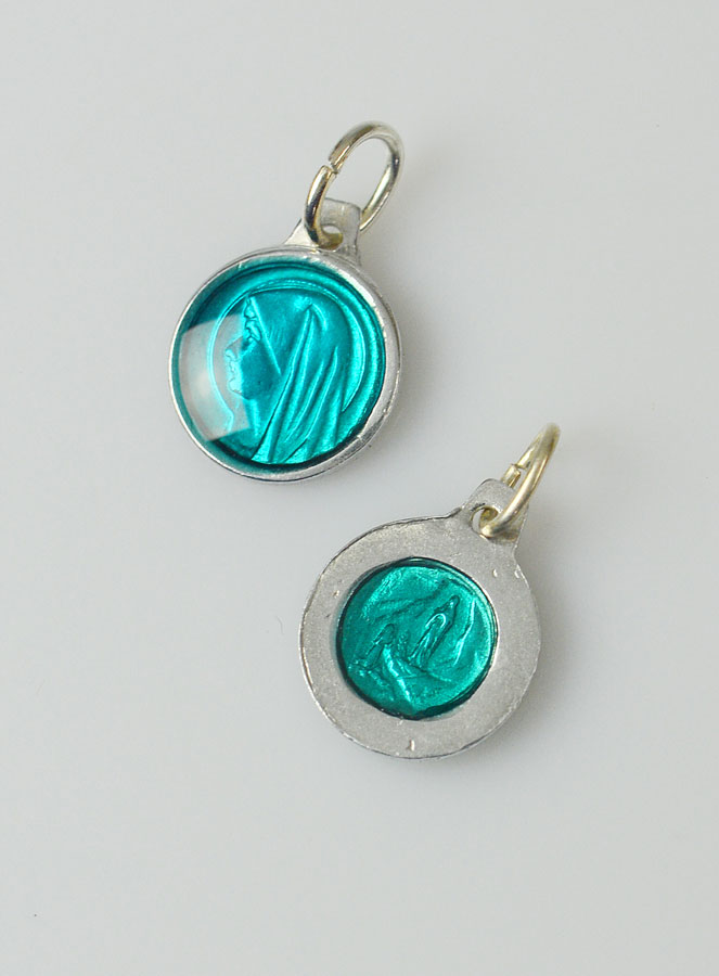 Médaille Vierge Marie 10mm - Couleur Turquoise (pic 2)