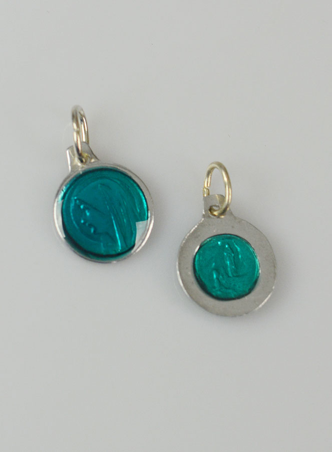 Médaille Vierge Marie 10mm - Couleur Turquoise (pic 3)