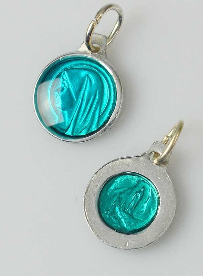 Médaille Vierge Marie 10mm - Couleur Turquoise (pic 4)