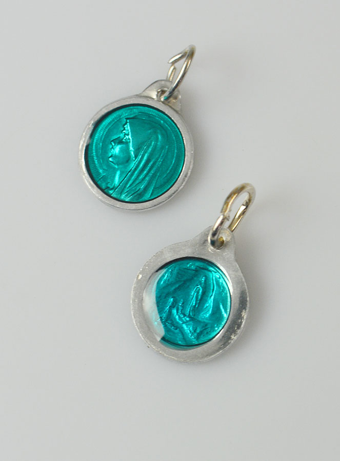 Médaille Vierge Marie 11mm - Bleue de Lourdes (pic 2)