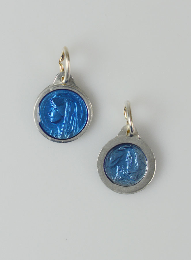 Médaille Vierge Marie 11mm - Bleu Roi (pic 1)