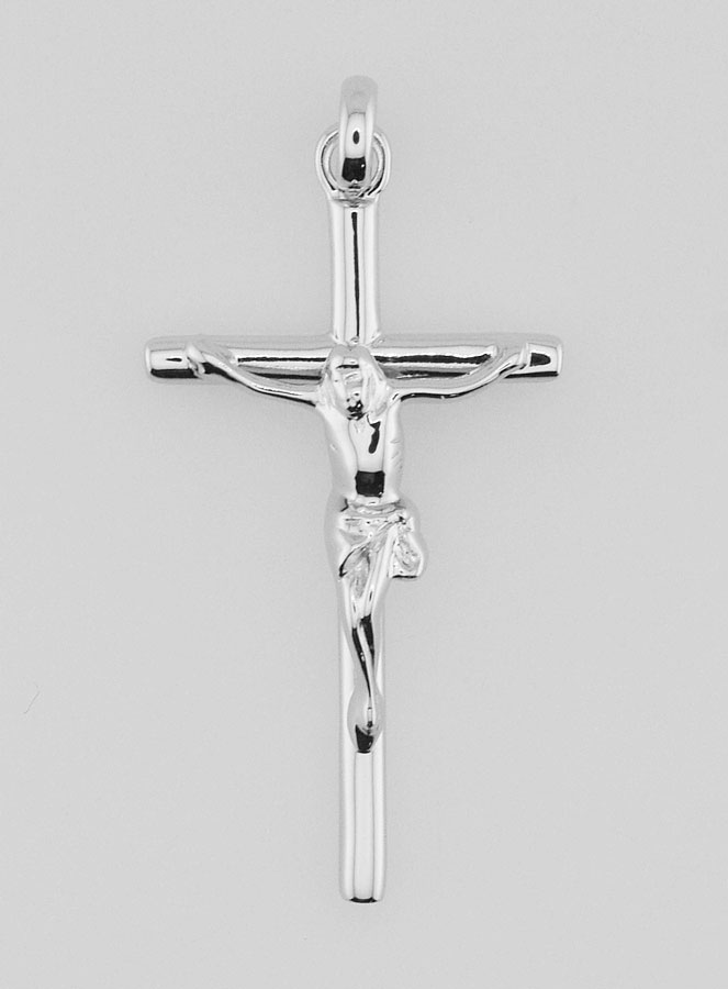 Pendentif Croix de Jésus en Argent Rhodié 32mm (pic 1)