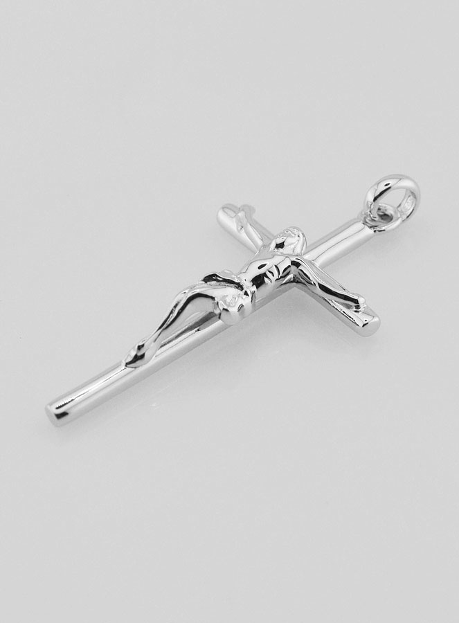 Pendentif Croix de Jésus en Argent Rhodié 32mm (pic 3)