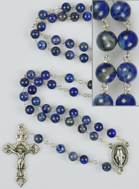 Chapelet en Pierre de Lapis Lazuli - Chaîne Argentée (pic 1)