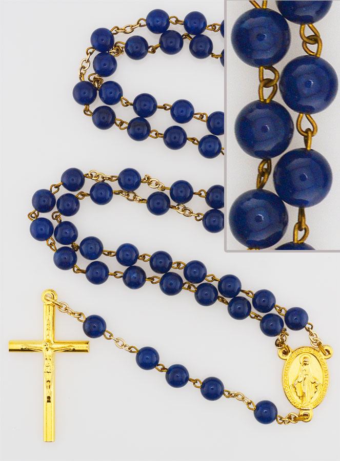 Chapelet Fashion en Perles Lapis Lazuli - Chaîne Dorée (pic 1)