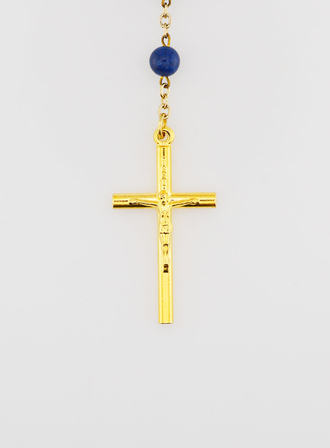 Chapelet Fashion en Perles Lapis Lazuli - Chaîne Dorée (pic 3)