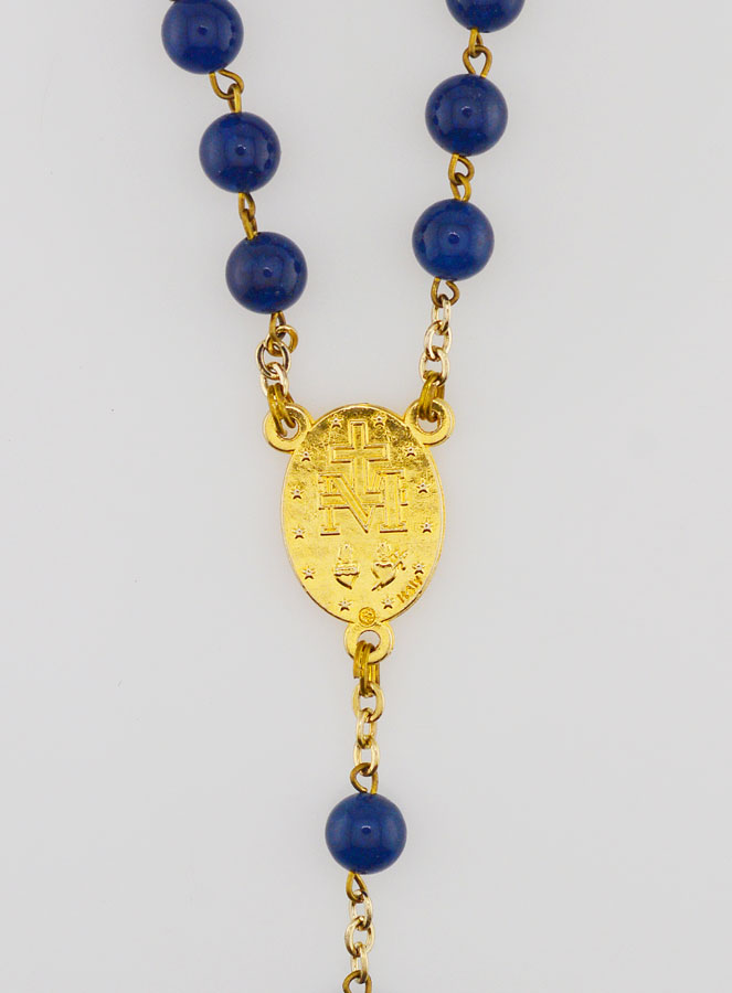 Chapelet Fashion en Perles Lapis Lazuli - Chaîne Dorée (pic 4)