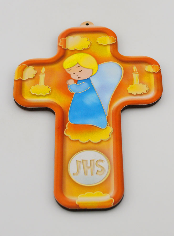 Croix en Bois Enfant - Ange en Prière Modèle Garçon (pic 2)