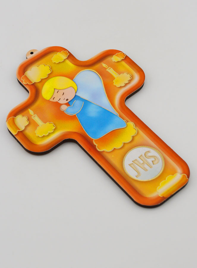 Croix en Bois Enfant - Ange en Prière Modèle Garçon (pic 3)
