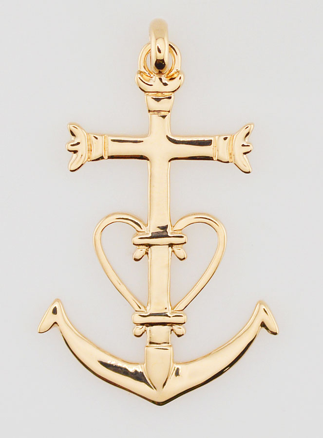 Pendentif Croix Camarguaise Plaqué Or - 40mm (pic 1)