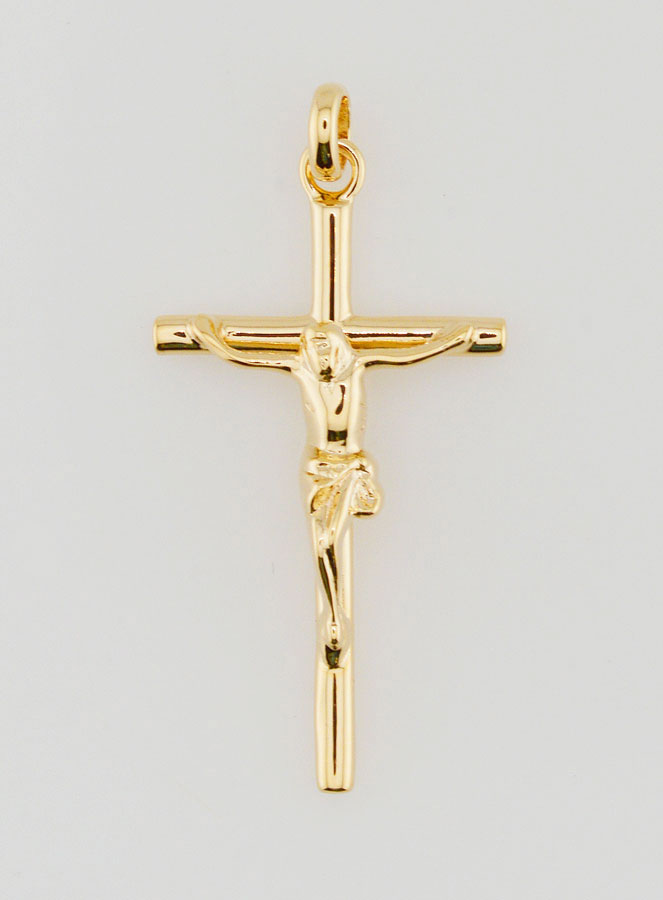 Pendentif Christ en Croix -Plaqué Or - 35mm (pic 1)