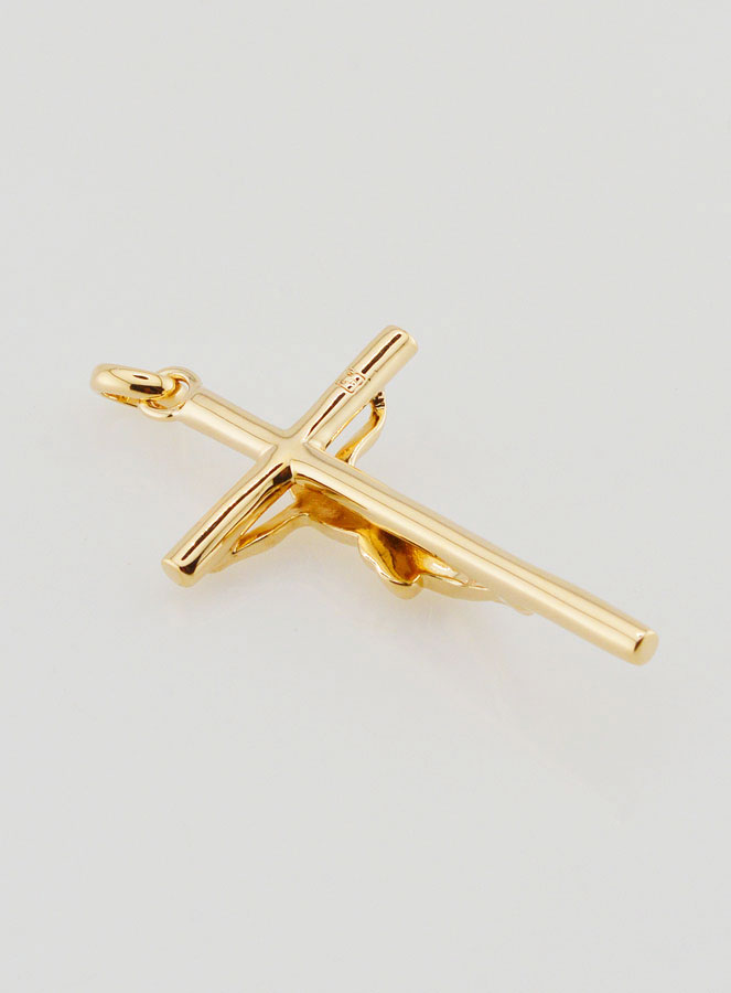 Pendentif Christ en Croix -Plaqué Or - 35mm (pic 4)