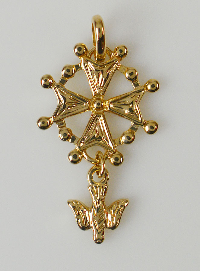 Pendentif Croix Huguenote Esprit Saint - Plaqué Or (pic 1)