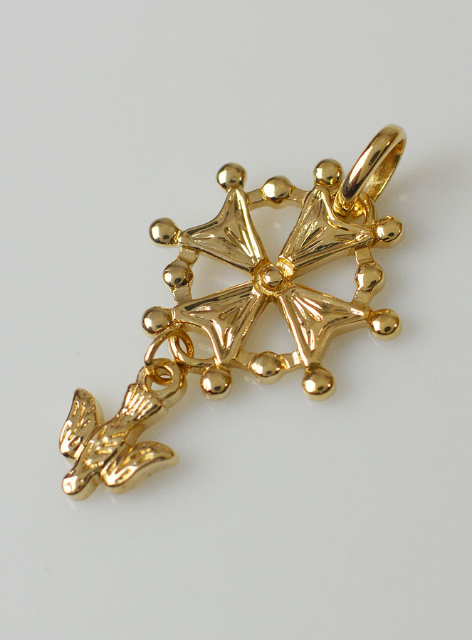 Pendentif Croix Huguenote Esprit Saint - Plaqué Or (pic 2)