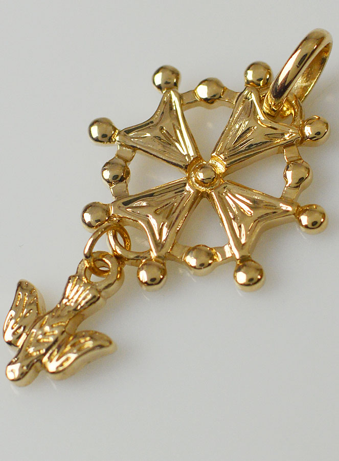 Pendentif Croix Huguenote Esprit Saint - Plaqué Or (pic 4)