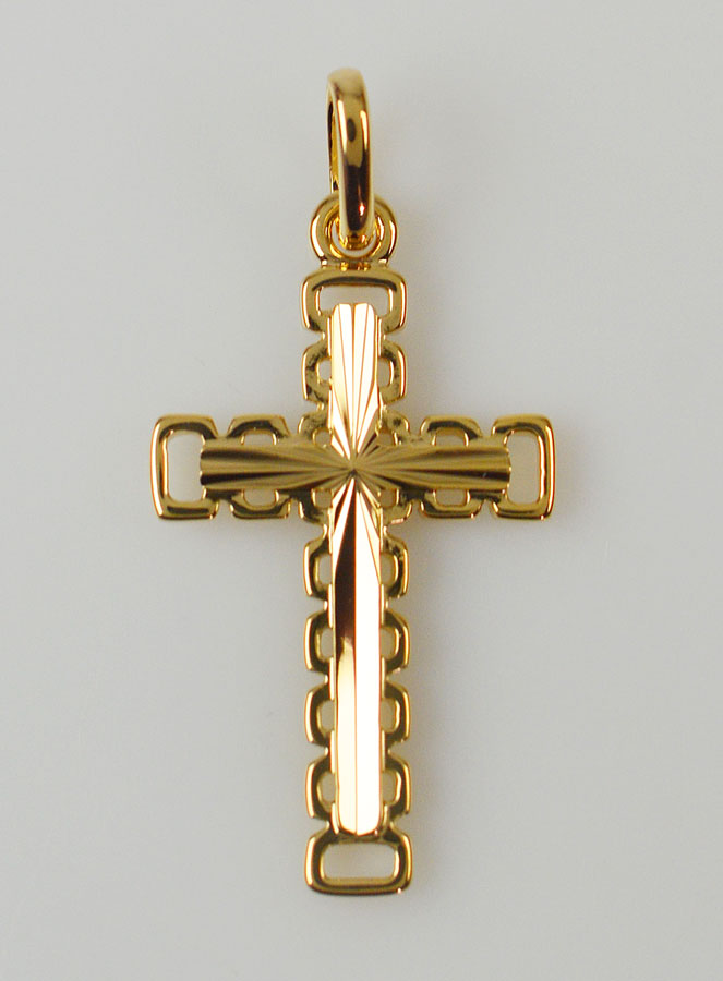Pendentif Croix Sculptée - Plaqué Or (pic 1)