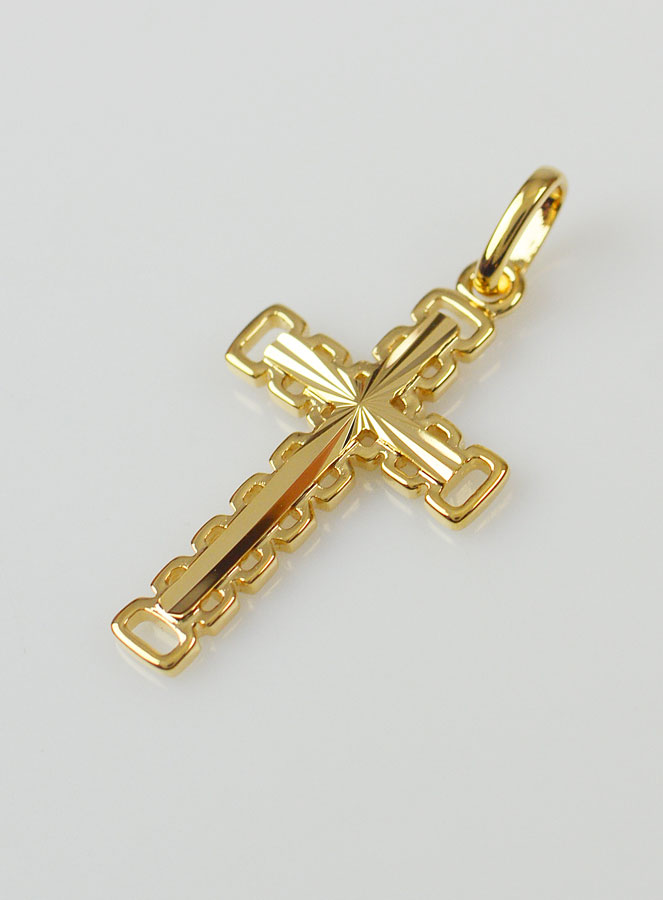 Pendentif Croix Sculptée - Plaqué Or (pic 2)