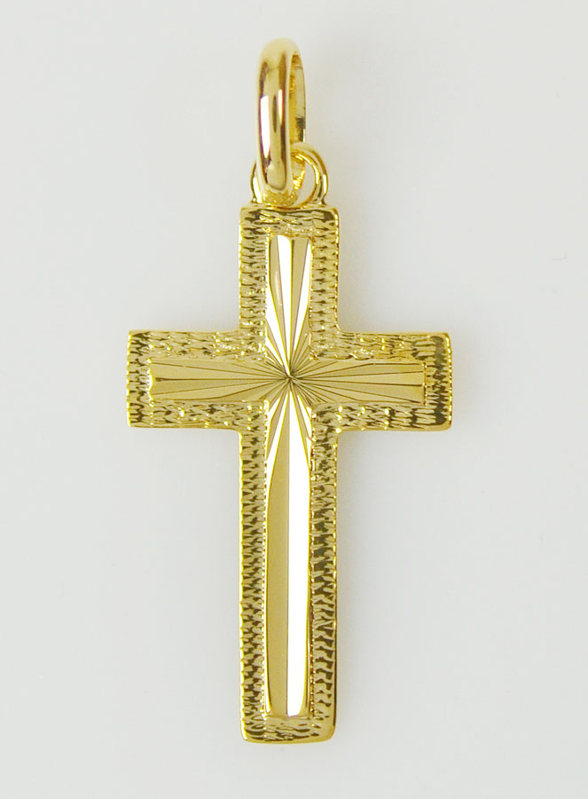 Pendentif Croix Rayons - Plaqué Or 18 Carats (pic 1)