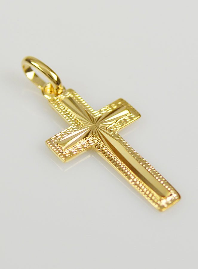 Pendentif Croix Rayons - Plaqué Or 18 Carats (pic 3)