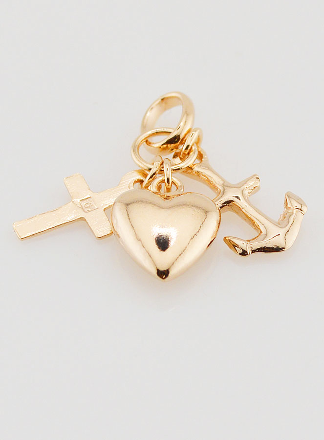 Pendentif Croix de Vie- Coeur et Croix de Camargue - Plaqué Or (pic 4)