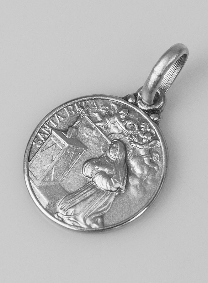 Médaille Sainte Rita en Argent Massif - 14mm (pic 2)