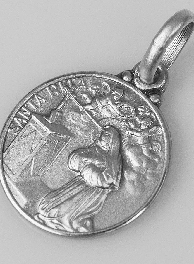 Médaille Sainte Rita en Argent Massif - 14mm (pic 3)