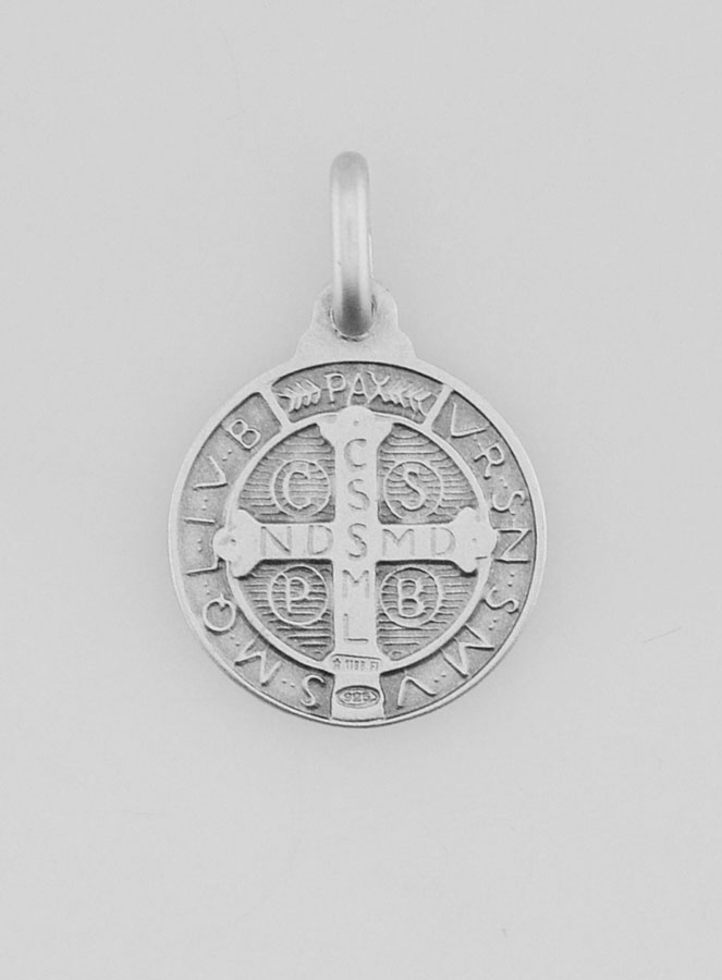 Médaille Saint Benoit en Argent Massif - 14mm (pic 3)